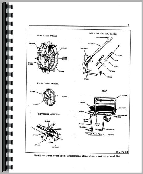 Parts Manual for Cockshutt 30 Tractor Sample Page From Manual