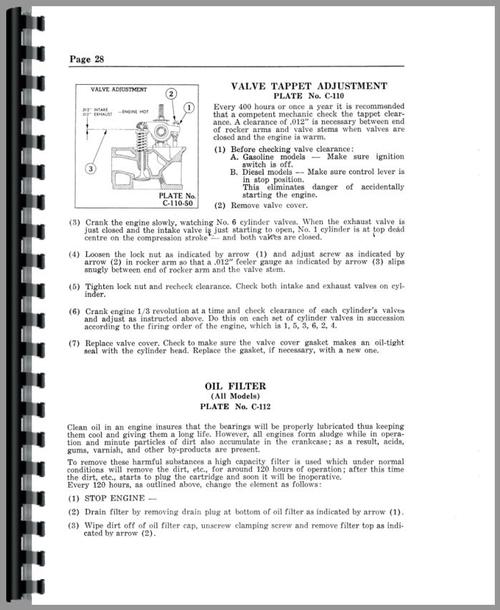 Operators Manual for Cockshutt 50 Tractor Sample Page From Manual