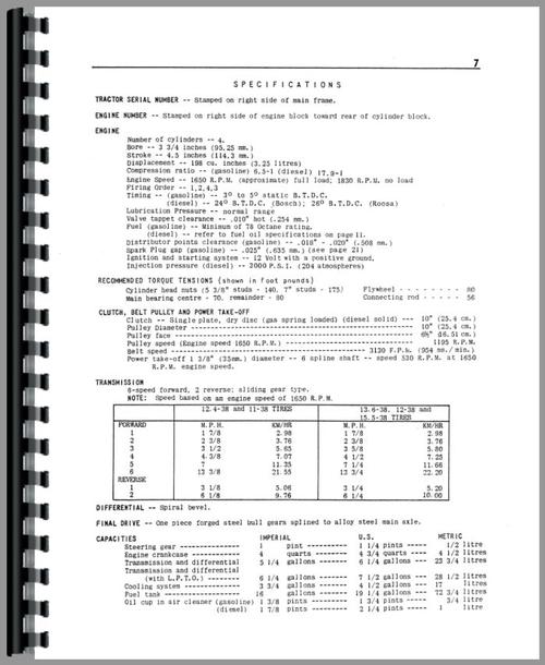Operators Manual for Cockshutt 550 Tractor Sample Page From Manual