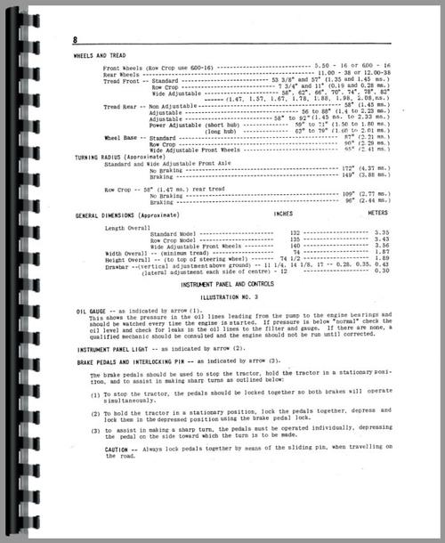 Operators Manual for Cockshutt 550 Tractor Sample Page From Manual
