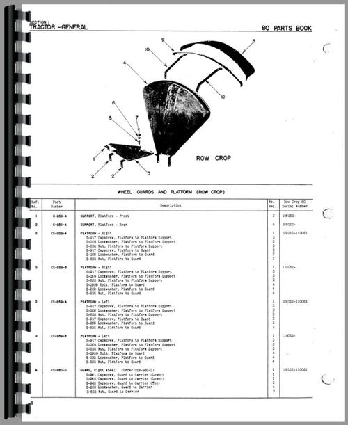 Parts Manual for Cockshutt 80 Tractor Sample Page From Manual