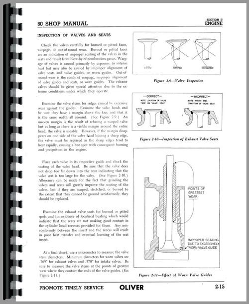 Service Manual for Cockshutt 80 Tractor Sample Page From Manual