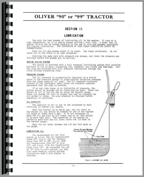 Operators Manual for Cockshutt 99 Tractor Sample Page From Manual