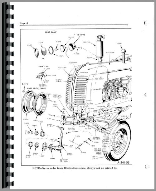 Parts Manual for Cockshutt CO-OP E5 Tractor Sample Page From Manual