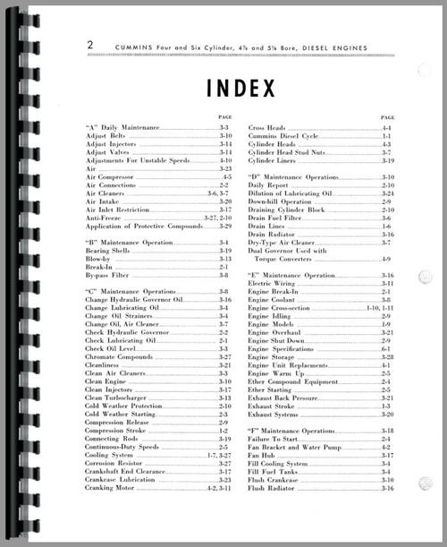Operators Manual for Cummins H Engine Sample Page From Manual