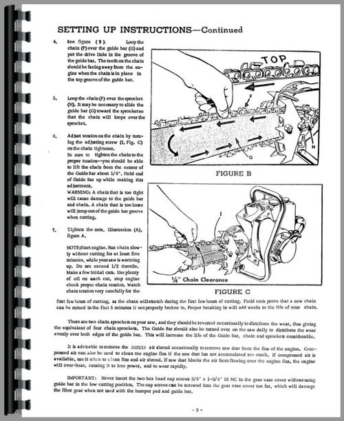 Operators & Parts Manual for David Bradley 917-60003 Chainsaw Sample Page From Manual