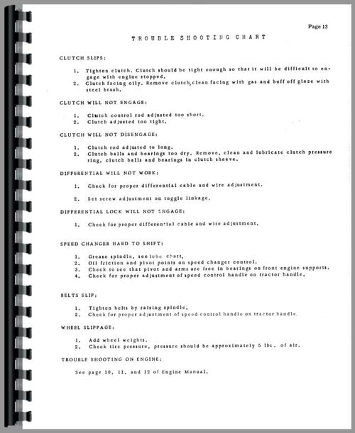 Service Manual for David Bradley Super 5.6 Walk Behind Tractor Sample Page From Manual
