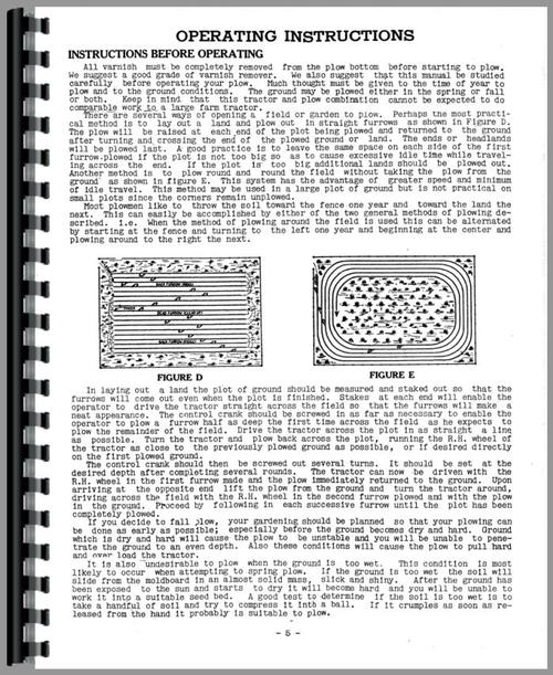 Operators Manual for David Bradley 917.57552 Plow Sample Page From Manual