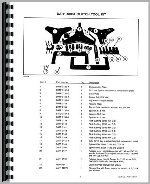 Service Manual for Deutz (Allis) 7085 Tractor Clutch Sample Page From Manual