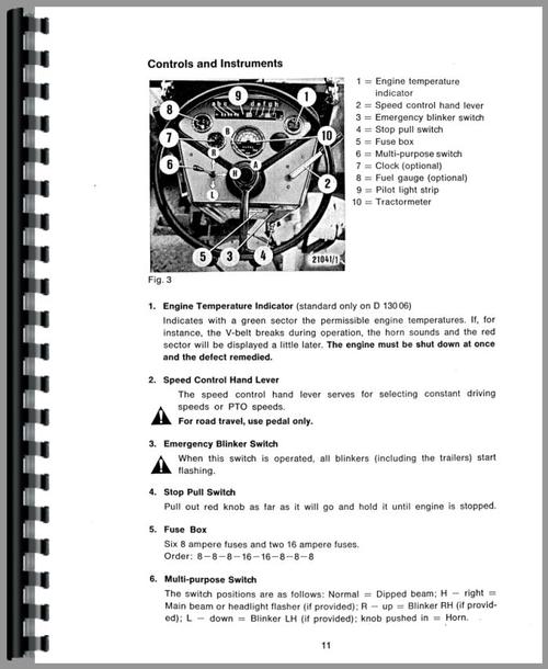 Operators Manual for Deutz (Allis) D10006 Tractor Sample Page From Manual
