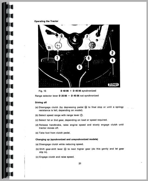 Operators Manual for Deutz (Allis) D2506 Tractor Sample Page From Manual