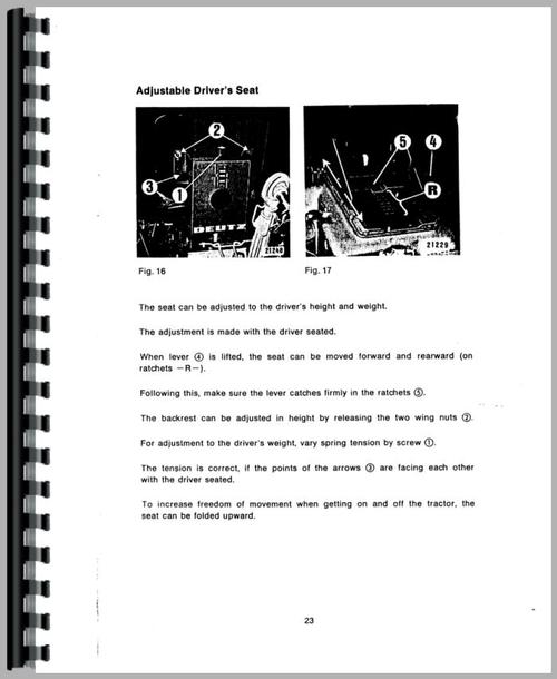 Operators Manual for Deutz (Allis) D2506 Tractor Sample Page From Manual