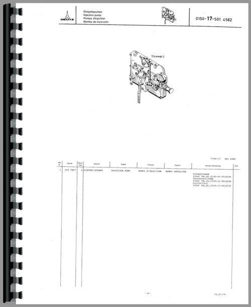 Parts Manual for Deutz (Allis) D3006 Tractor Sample Page From Manual