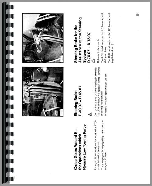 Operators Manual for Deutz (Allis) D4007 Tractor Sample Page From Manual