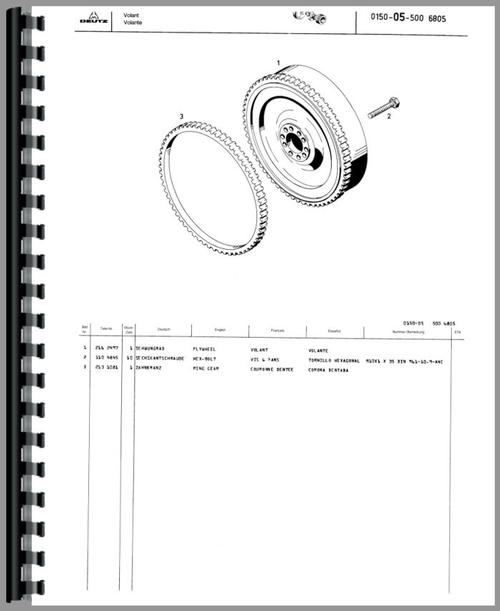 Parts Manual for Deutz (Allis) D4506 Tractor Sample Page From Manual