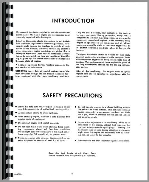 Service Manual for Ditch Witch R-65 Trencher Wisconsin Engine Sample Page From Manual