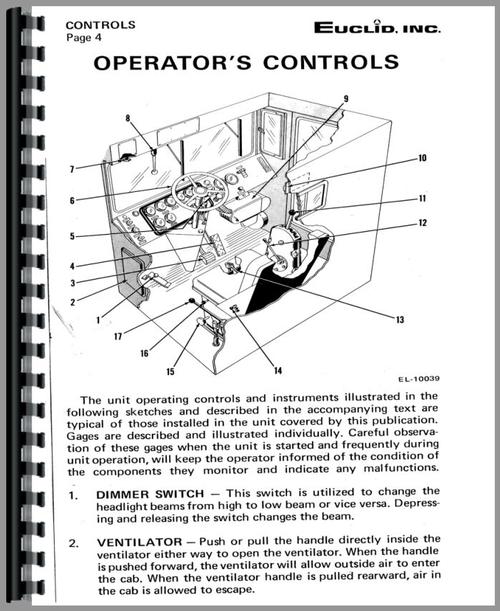 Operators Manual for Euclid 201 LD Rear Dump Truck Sample Page From Manual
