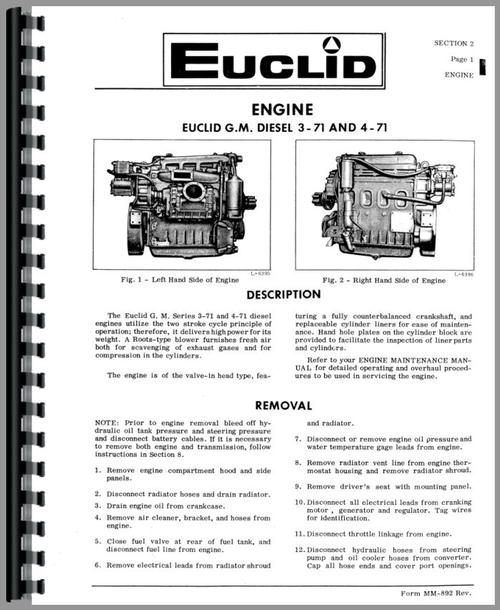 Service Manual for Euclid 72-20 L20 Front End Loader Sample Page From Manual