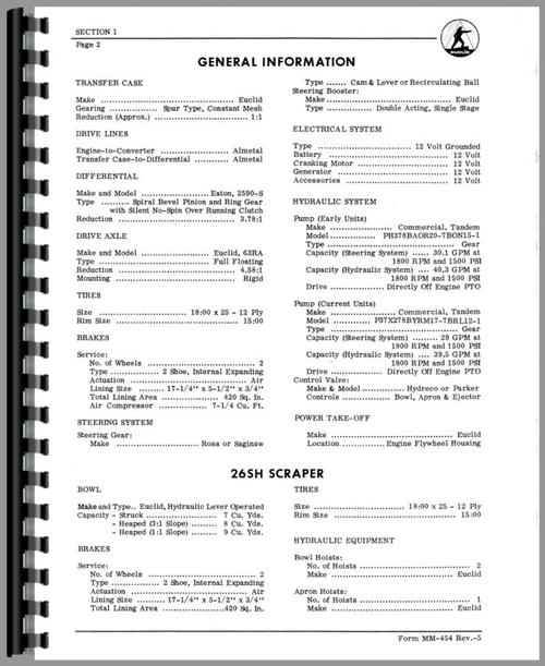 Service Manual for Euclid 4 UOT Tractor & Scraper Sample Page From Manual