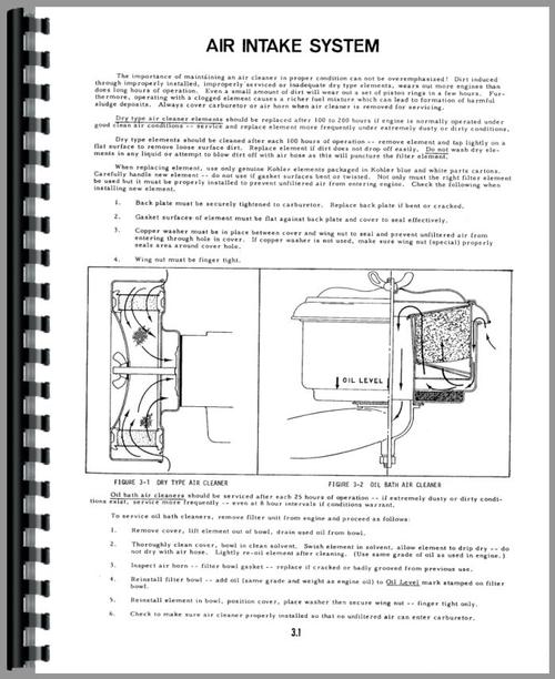 Service Manual for Ford 100 Lawn & Garden Tractor Sample Page From Manual