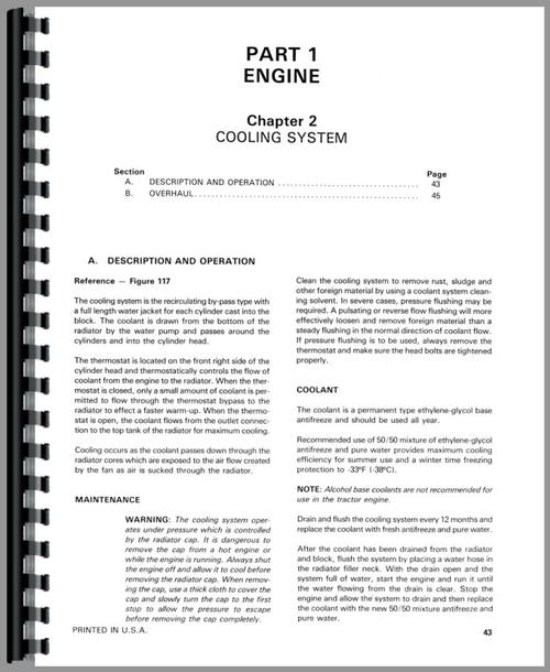 Service Manual for Ford 14D Lawn & Garden Tractor Sample Page From Manual