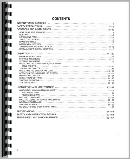 Operators Manual for Ford 1720 Tractor Sample Page From Manual