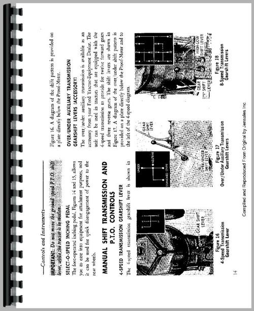Operators Manual for Ford 2000 Tractor Sample Page From Manual