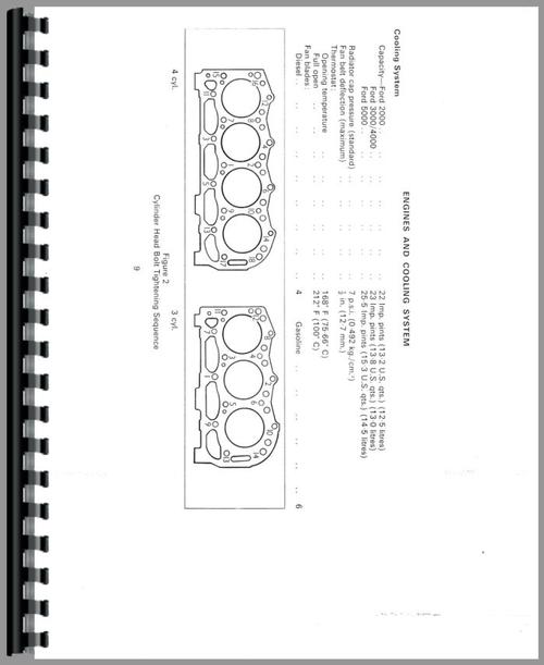Service Manual for Ford 2000 Tractor Data Sample Page From Manual