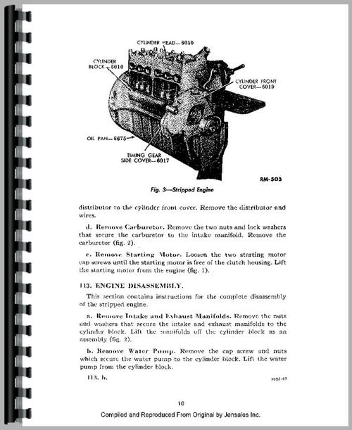 Service Manual for Ford 2N Tractor Sample Page From Manual