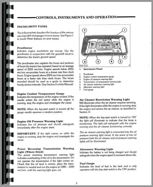 Operators Manual for Ford 345C Industrial Tractor Sample Page From Manual