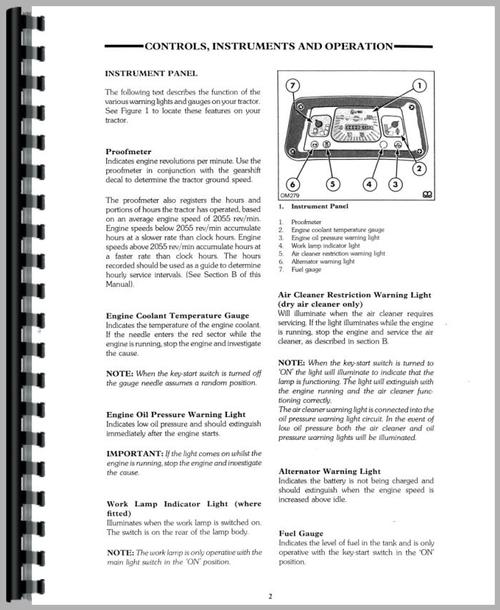 Operators Manual for Ford 4610 Tractor Sample Page From Manual
