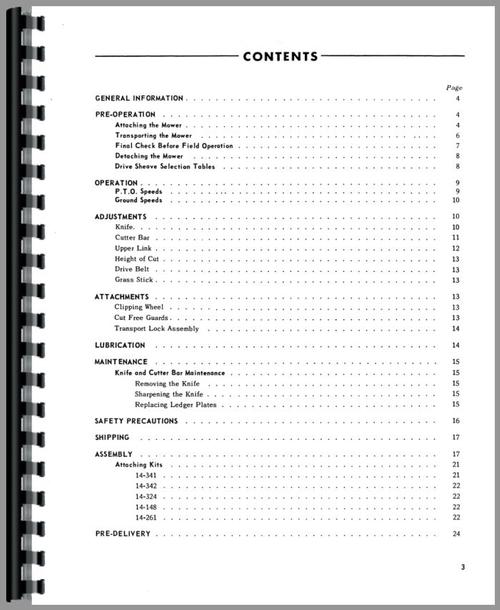 Operators Manual for Ford 501 Sickle Bar Mower Sample Page From Manual