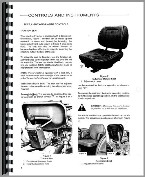 Operators Manual for Ford 540 Industrial Tractor Sample Page From Manual