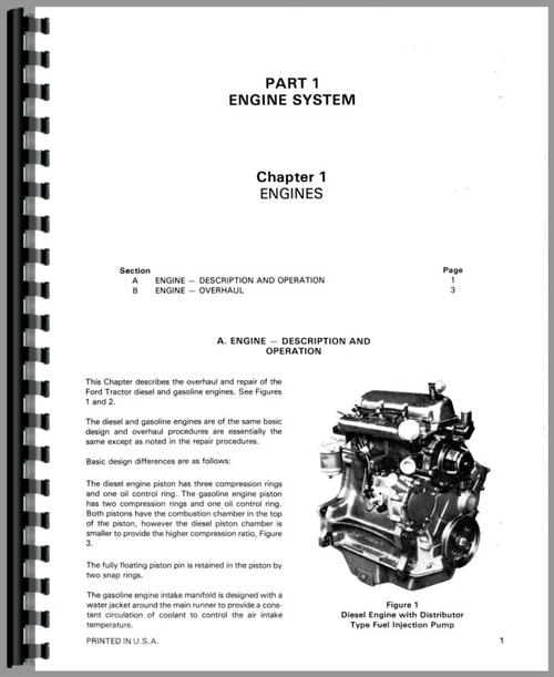 Service Manual for Ford 550 Tractor Loader Backhoe Sample Page From Manual