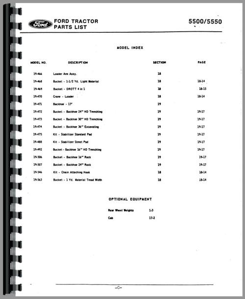 Parts Manual for Ford 5500 Industrial Tractor Sample Page From Manual