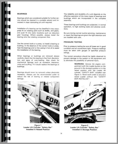 Service Manual for Ford 555 Tractor Loader Backhoe Sample Page From Manual