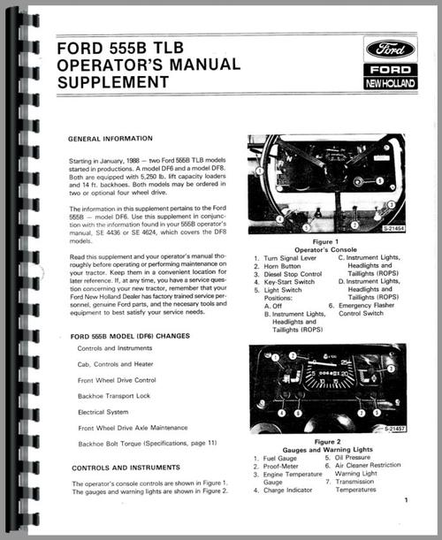 Operators Manual for Ford 555B Industrial Tractor Sample Page From Manual