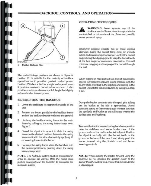 Operators Manual for Ford 555C Tractor Loader Backhoe Sample Page From Manual