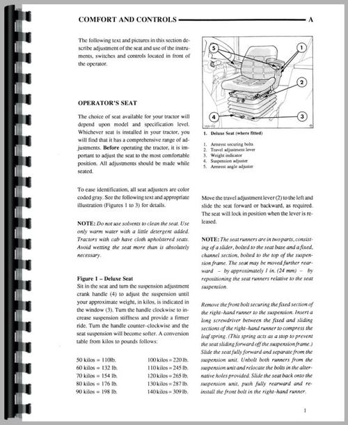Operators Manual for Ford 5640 Tractor Sample Page From Manual