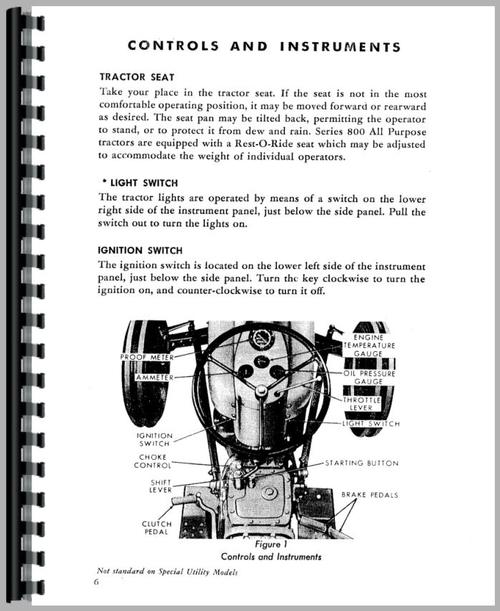 Operators Manual for Ford 600 Tractor Sample Page From Manual