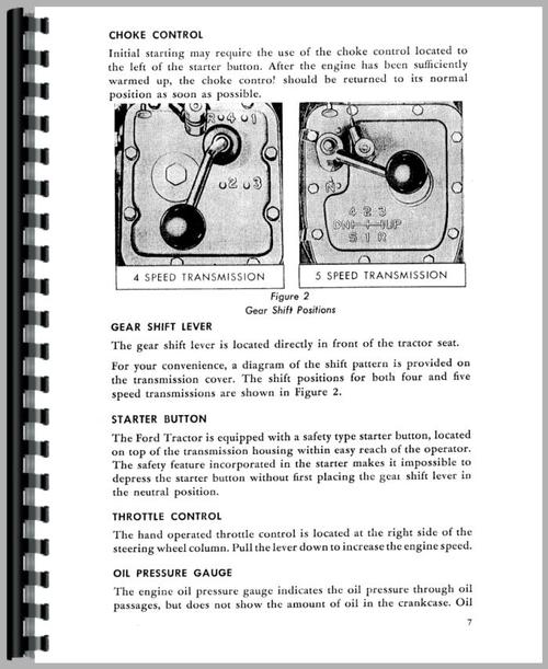 Operators Manual for Ford 600 Tractor Sample Page From Manual
