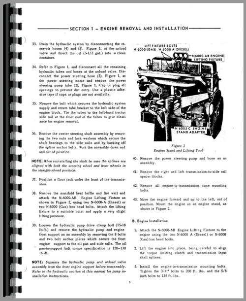 Service Manual for Ford 6000 Tractor Sample Page From Manual