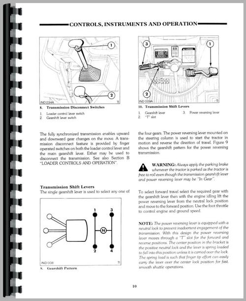 Operators Manual for Ford 655D Tractor Loader Backhoe Sample Page From Manual