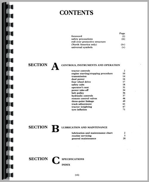 Operators Manual for Ford 6610 Tractor Sample Page From Manual