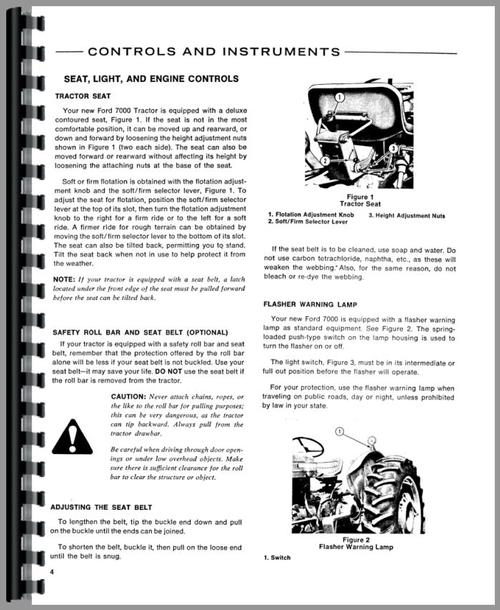 Operators Manual for Ford 7000 Tractor Sample Page From Manual