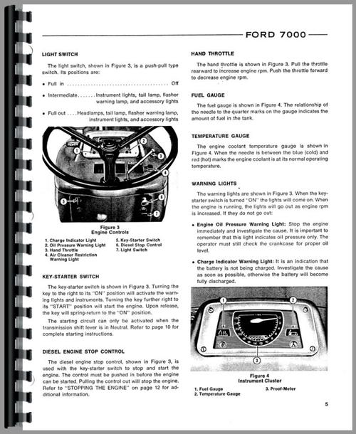 Operators Manual for Ford 7000 Tractor Sample Page From Manual