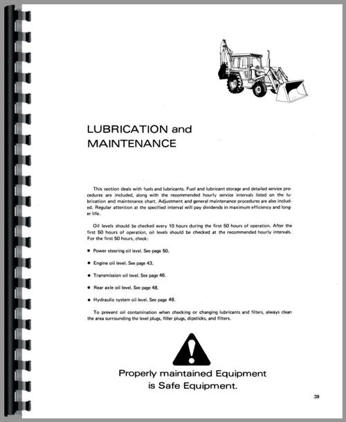 Operators Manual for Ford 750 Tractor Loader Backhoe Sample Page From Manual