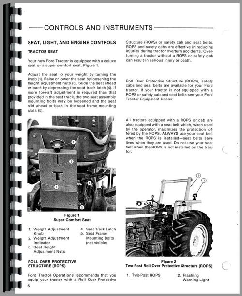 Operators Manual for Ford 7610 Tractor Sample Page From Manual
