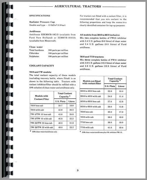 Operators Manual for Ford 7710 Tractor Sample Page From Manual