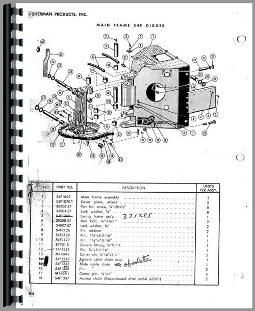 Parts Manual for Ford 800 Sherman 54F Backhoe Attachment Sample Page From Manual